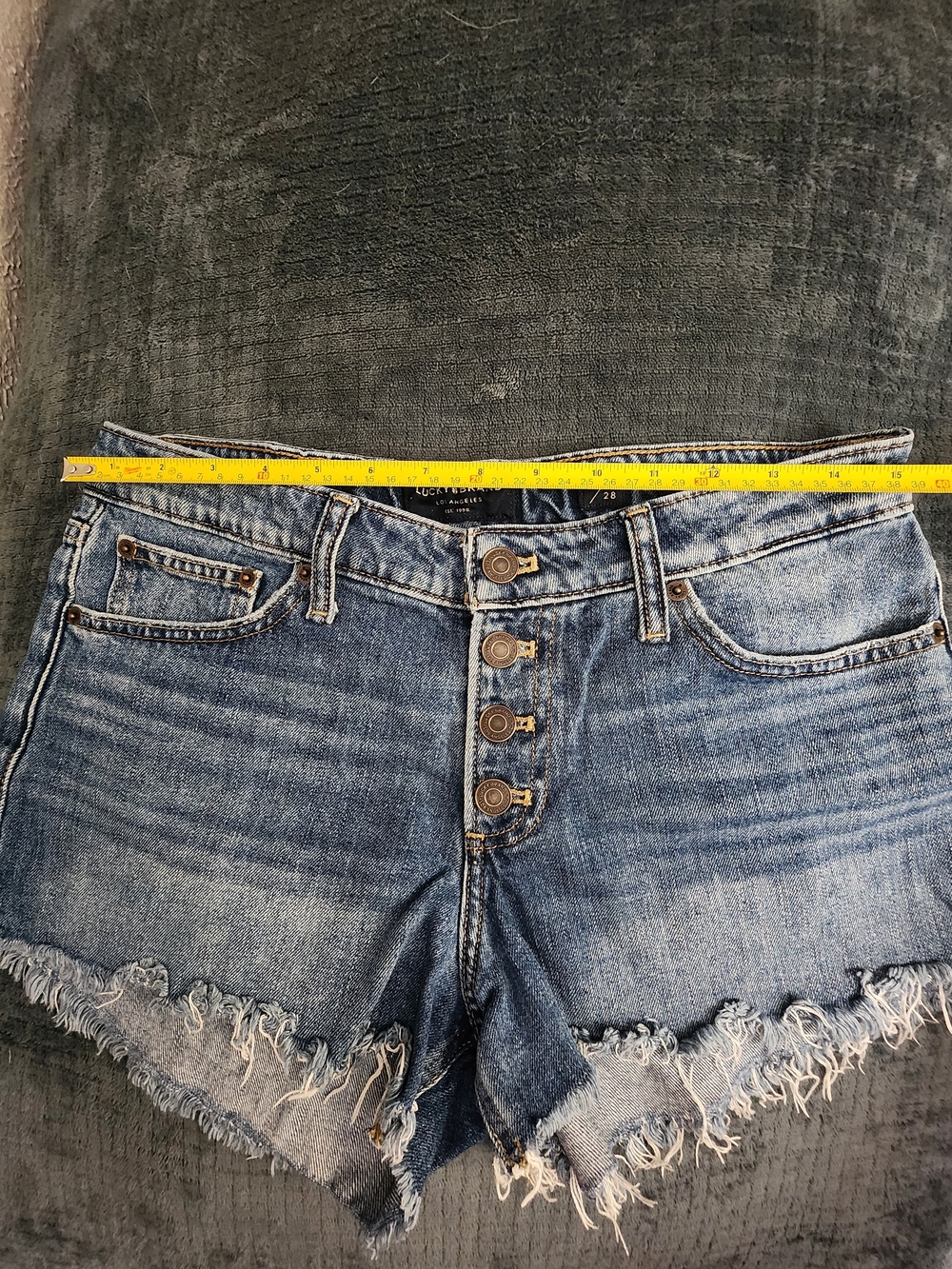 Lucky Brand Distressed Denim Blue Button-Front Shorts